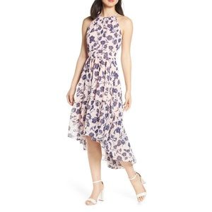 Eliza J blush color floral high low halter dress size 6